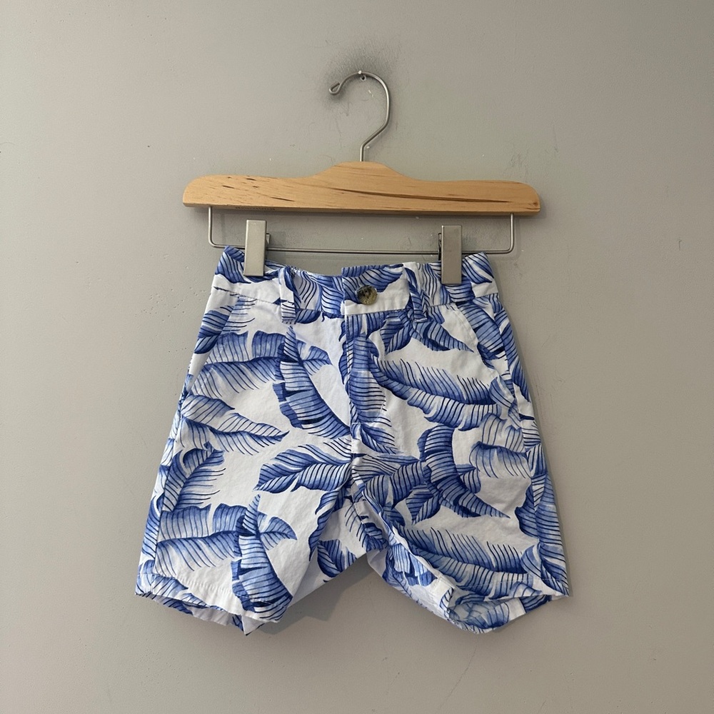 $13 ADD ON janie and jack white blue leaf print shorts 4Y baby gap